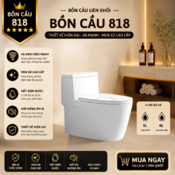 Bồn Cầu Liền Khối KT-818 Men Sứ Cao Cấp Xả Xoáy 360°