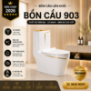 Bồn Cầu Liền Khối KT-903 Viền Vàng Cao Cấp Men Nano Xả Kép 3L/6L Nắp Đóng Êm