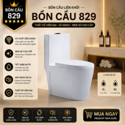 Bồn Cầu Liền Khối KT-829 Cao Cấp Xả Xoáy 360° Men Sứ Sáng Bóng Nắp Đóng Êm