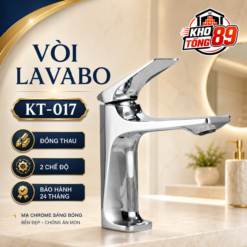 Vòi Lavabo Nóng Lạnh KT-017 Kho Tổng 89 Đồng Thau Mạ Chrome Cao Cấp