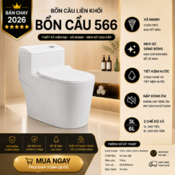 Bồn Cầu Liền Khối KT-566 Cao Cấp Men Nano Xả Xoáy Mạnh
