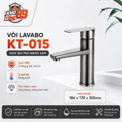 Vòi Lavabo Inox 304 Phủ Niken Xám KT-015