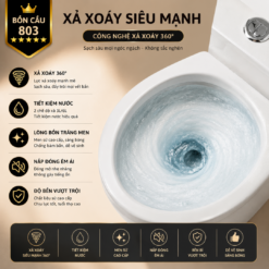 Bồn Cầu Liền Khối KT-803 Xả Xoáy Siêu Mạnh Men Sứ Cao Cấp