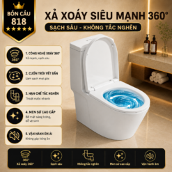 Bồn Cầu Liền Khối KT-818 Men Sứ Cao Cấp Xả Xoáy 360°