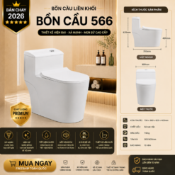Bồn Cầu Liền Khối KT-566 Cao Cấp Men Nano Xả Xoáy Mạnh