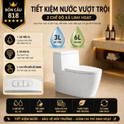 Bồn Cầu Liền Khối KT-818 Men Sứ Cao Cấp Xả Xoáy 360°