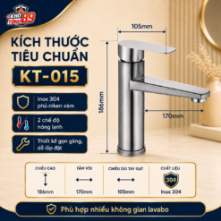Vòi Lavabo Inox 304 Phủ Niken Xám KT-015