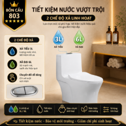 Bồn Cầu Liền Khối KT-803 Xả Xoáy Siêu Mạnh Men Sứ Cao Cấp
