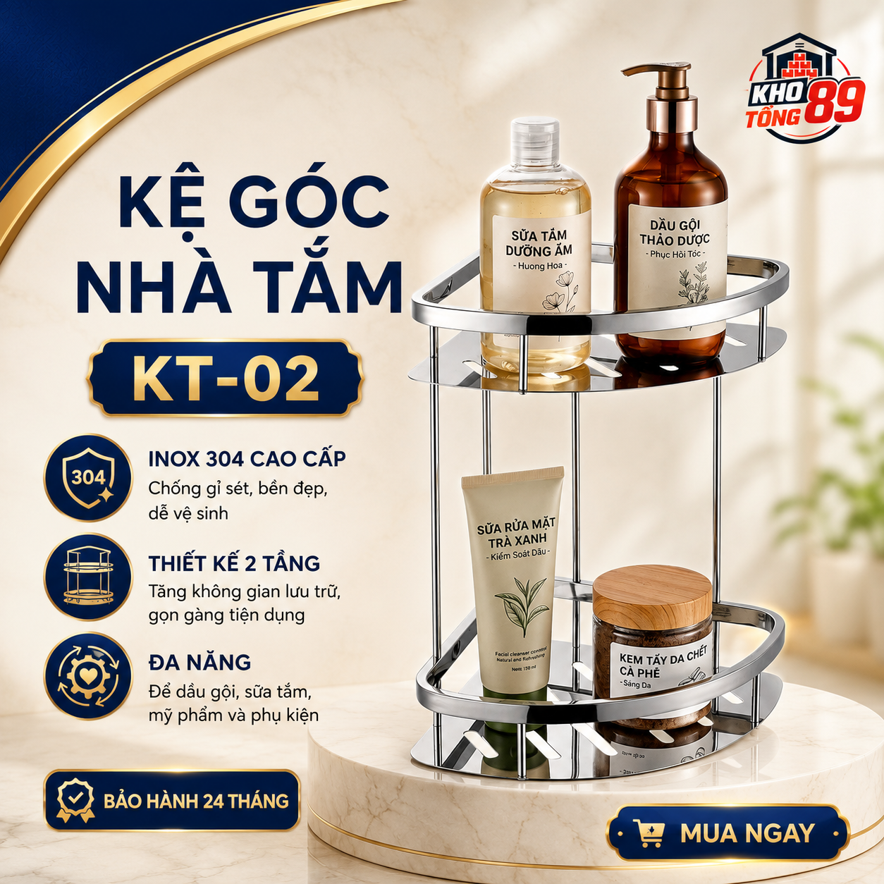 4eac7d53-d40a-41f1-a38c-176a98ca90b9 Kệ Góc Nhà Tắm KT-02 Kho Tổng 89 Inox 304 Thiết Kế 2 Tầng
