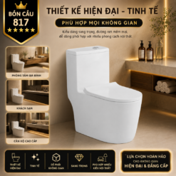 Bồn Cầu Liền Khối 817 Xả Xoáy Siêu Mạnh Men Sứ Cao Cấp