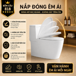 Bồn Cầu Liền Khối KT-818 Men Sứ Cao Cấp Xả Xoáy 360°