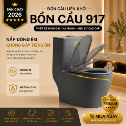 Bồn Cầu Liền Khối KT-917 Màu Xám Cao Cấp Men Nano Xả Xoáy Mạnh