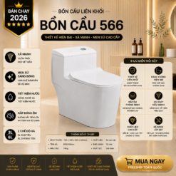Bồn Cầu Liền Khối KT-566 Cao Cấp Men Nano Xả Xoáy Mạnh