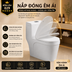 Bồn Cầu Liền Khối KT-029 Xả Xoáy 360° Men Sứ Cao Cấp, Nắp Đóng Êm, Tiết Kiệm Nước 3L/6L