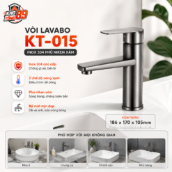 Vòi Lavabo Inox 304 Phủ Niken Xám KT-015