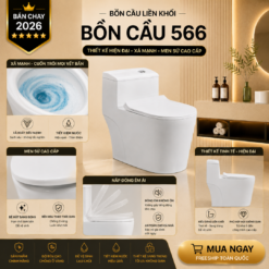 Bồn Cầu Liền Khối KT-566 Cao Cấp Men Nano Xả Xoáy Mạnh