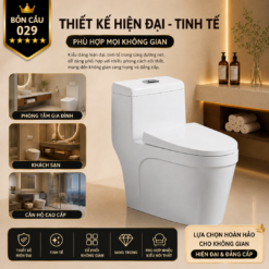 Bồn Cầu Liền Khối KT-029 Xả Xoáy 360° Men Sứ Cao Cấp, Nắp Đóng Êm, Tiết Kiệm Nước 3L/6L