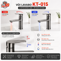 Vòi Lavabo Inox 304 Phủ Niken Xám KT-015