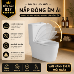 Bồn Cầu Liền Khối 817 Xả Xoáy Siêu Mạnh Men Sứ Cao Cấp