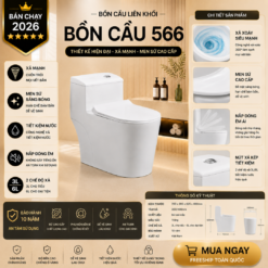 Bồn Cầu Liền Khối KT-566 Cao Cấp Men Nano Xả Xoáy Mạnh