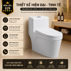 Bồn Cầu Liền Khối KT-029 Xả Xoáy 360° Men Sứ Cao Cấp, Nắp Đóng Êm, Tiết Kiệm Nước 3L/6L