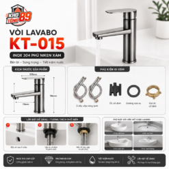 Vòi Lavabo Inox 304 Phủ Niken Xám KT-015