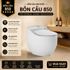 Bồn Cầu Trứng KT-850 Liền Khối Men Sứ Cao Cấp Xả Xoáy 360° Kết Hợp Xả Đẩy