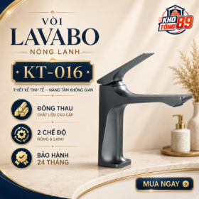 Vòi Lavabo Nóng Lạnh KT-016 Kho Tổng 89 Đồng Thau Cao Cấp Màu Đen Nhám
