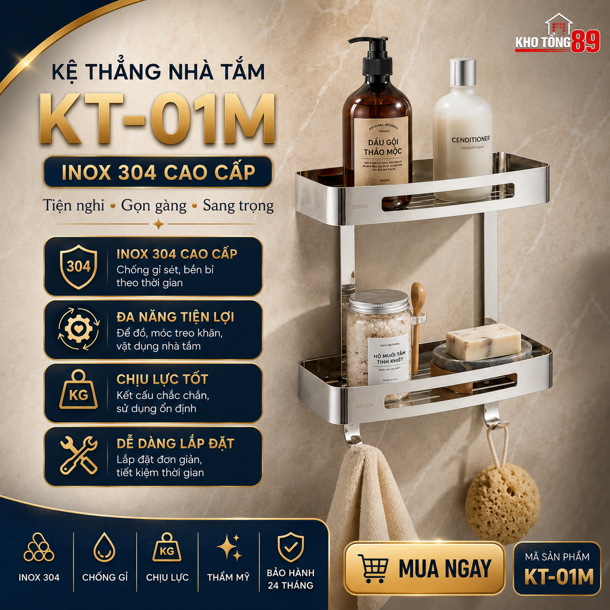 9600572b-50c2-4ad9-9d0d-591637dde5d8 Kệ Thẳng Nhà Tắm KT-01M Kho Tổng 89 Inox 304 Cao Cấp