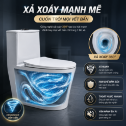 Bồn Cầu Liền Khối 814 Men Nano Cao Cấp Xả Xoáy 3L/6L Nắp Êm Tiết Kiệm Nước