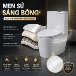 Bồn Cầu Liền Khối 814 Men Nano Cao Cấp Xả Xoáy 3L/6L Nắp Êm Tiết Kiệm Nước
