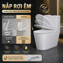 Bồn Cầu Liền Khối 814 Men Nano Cao Cấp Xả Xoáy 3L/6L Nắp Êm Tiết Kiệm Nước