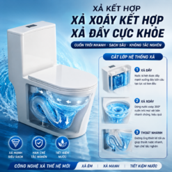 Bồn Cầu Liền Khối KT-819 Nắp Chống Xước Men Nano Cao Cấp Xả Xoáy 3L/6L Nắp Đóng Êm - Kho Tổng 89