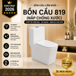 Bồn Cầu Liền Khối KT-819 Nắp Chống Xước Men Nano Cao Cấp Xả Xoáy 3L/6L Nắp Đóng Êm - Kho Tổng 89