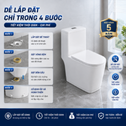 Bồn Cầu Liền Khối KT-819 Nắp Chống Xước Men Nano Cao Cấp Xả Xoáy 3L/6L Nắp Đóng Êm - Kho Tổng 89