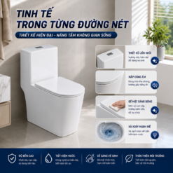 Bồn Cầu Liền Khối KT-819 Nắp Chống Xước Men Nano Cao Cấp Xả Xoáy 3L/6L Nắp Đóng Êm - Kho Tổng 89