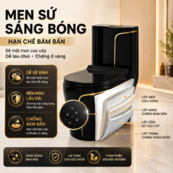 Bồn Cầu Liền Khối KT-904 Màu Đen Cao Cấp Men Nano Xả Xoáy Mạnh