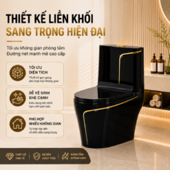 Bồn Cầu Liền Khối KT-904 Màu Đen Cao Cấp Men Nano Xả Xoáy Mạnh