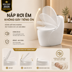 Bồn Cầu Trứng 852 Men Nano Cao Cấp Xả Kép 3L/6L Nắp Đóng Êm Tiết Kiệm Nước