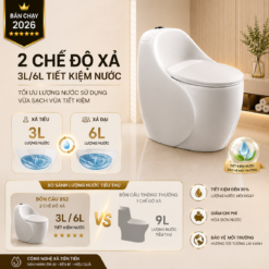 Bồn Cầu Trứng 852 Men Nano Cao Cấp Xả Kép 3L/6L Nắp Đóng Êm Tiết Kiệm Nước