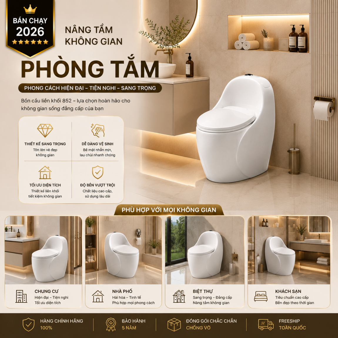 BON-CAU-TRUNG-852 (8) Bồn Cầu Trứng 852 Men Nano Cao Cấp Xả Kép 3L/6L Nắp Đóng Êm Tiết Kiệm Nước