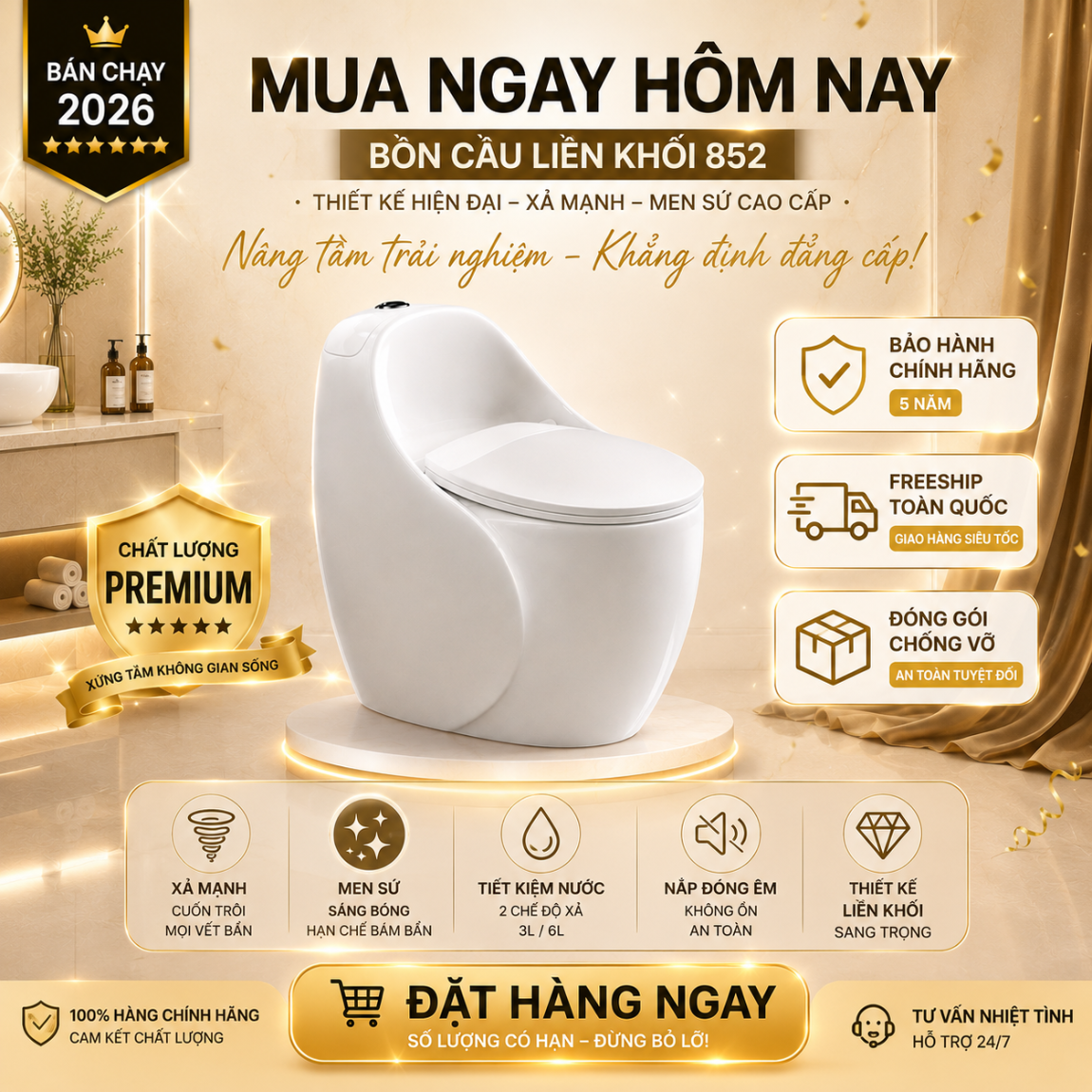 BON-CAU-TRUNG-852 (9) Bồn Cầu Trứng 852 Men Nano Cao Cấp Xả Kép 3L/6L Nắp Đóng Êm Tiết Kiệm Nước