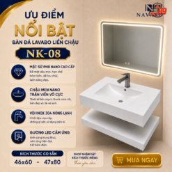 Bàn Đá Liền Chậu NK-08 Trắng Vân Mây