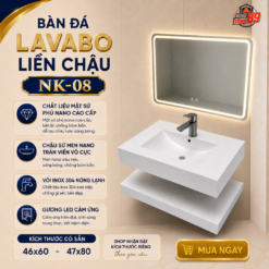 Bàn Đá Liền Chậu NK-08 Trắng Vân Mây