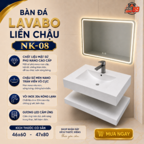 Bàn Đá Liền Chậu NK-08 Trắng Vân Mây