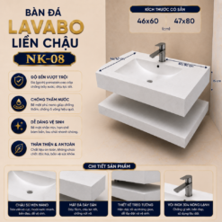 Bàn Đá Liền Chậu NK-08 Trắng Vân Mây