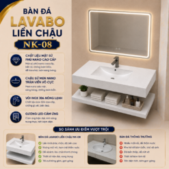 Bàn Đá Liền Chậu NK-08 Trắng Vân Mây