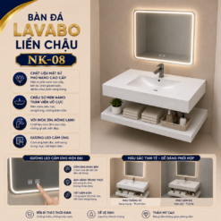 Bàn Đá Liền Chậu NK-08 Trắng Vân Mây
