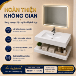 Bàn Đá Liền Chậu NK-08 Trắng Vân Mây