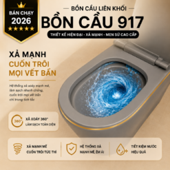 Bồn Cầu Liền Khối KT-917 Màu Xám Cao Cấp Men Nano Xả Xoáy Mạnh